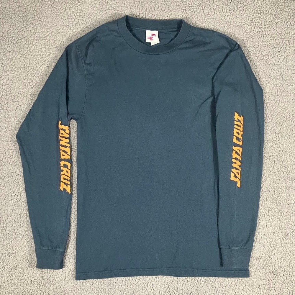 Santa Cruz Screaming Hand Long Sleeve Graphic T-Shirt Navy Blue Orange Mens M